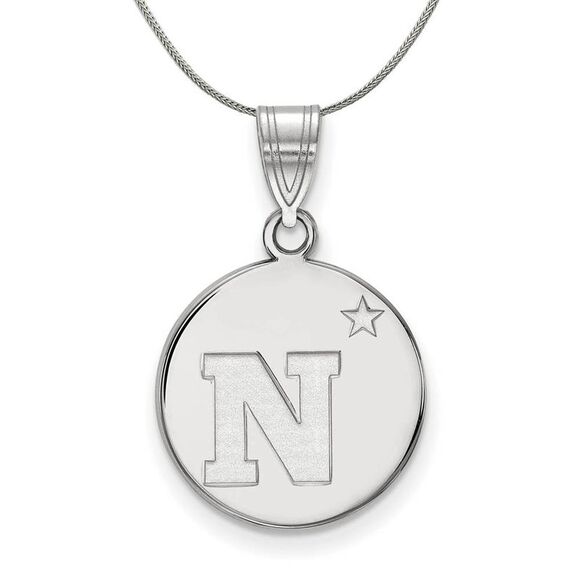 Sterling Silver U.S. Navy Medium Disc Pendant Necklace - 24 Inch - Picture 1 of 8
